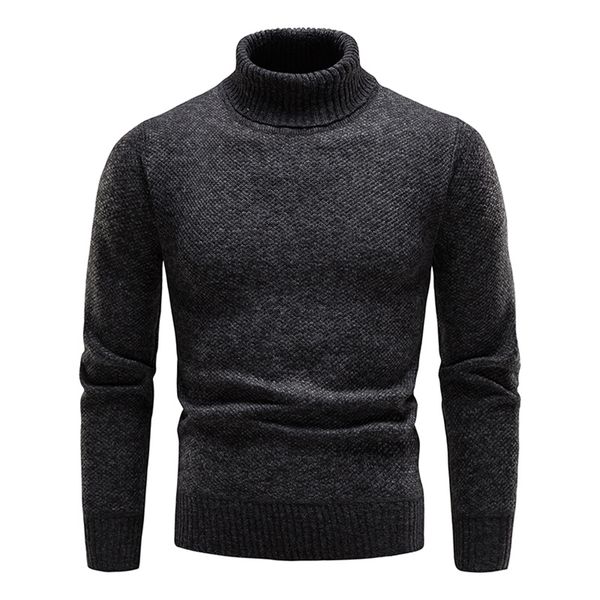 

mens sweaters autumn and winter allmatch fleece turtleneck sweater mens slim korean version solid color knitted bottoming shirt 220914, White;black