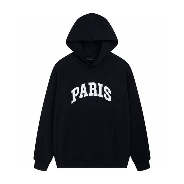 

fashion brand balancias paris letter hoodie high street loose long sleeve outer wear men and women sweater black