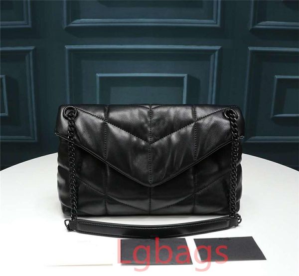 

luxury designer handbags loulou puffer double chain shoulder bag quilted lambskin handbag genuine leather women bags yslity jsb