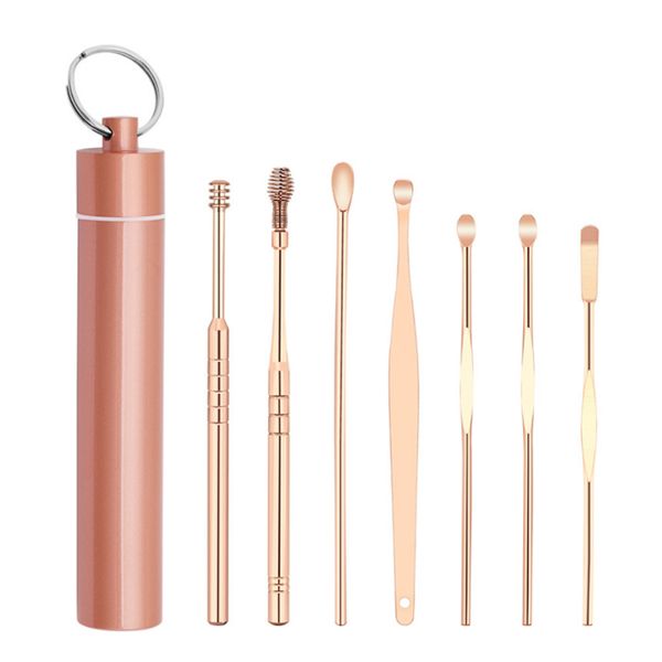 

7pcs/set ear wax pickers cleaner stainless steel earpick wax remover curette ear pick cleaner spoon