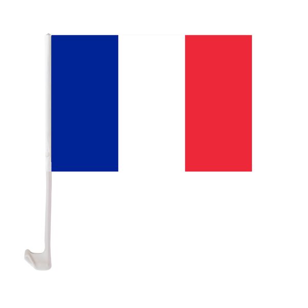 

france car flag 30x45cm polyester uv protection window clip car decoration banner with flagpole