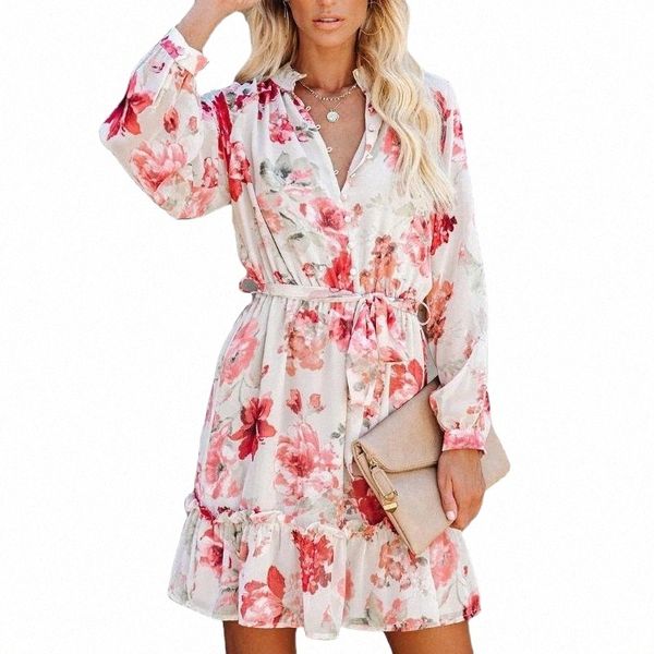 

casual dresses 2021 autumn and winter women's dress fashion print high waist a-line floral 03ur#, Black;gray