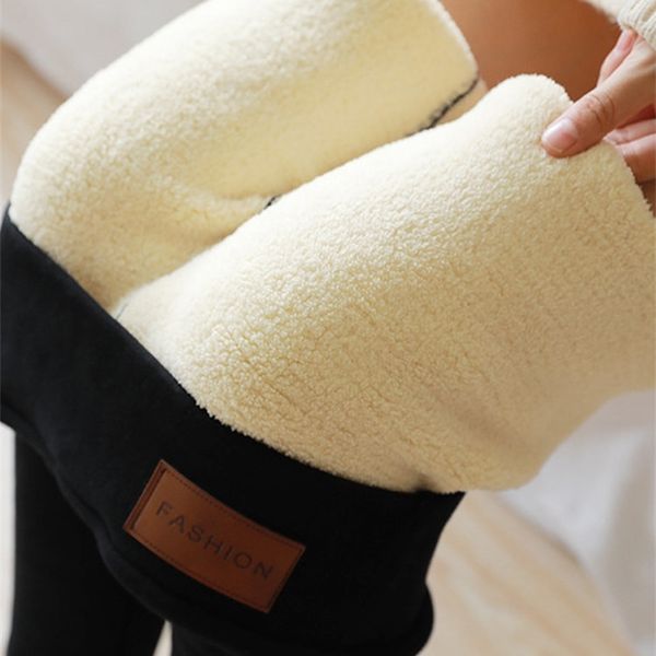 

women's leggings garemay high waist 12%spandex warm pants winter skinny thick velvet fleece girl leggings women trousers pants for wome, Black
