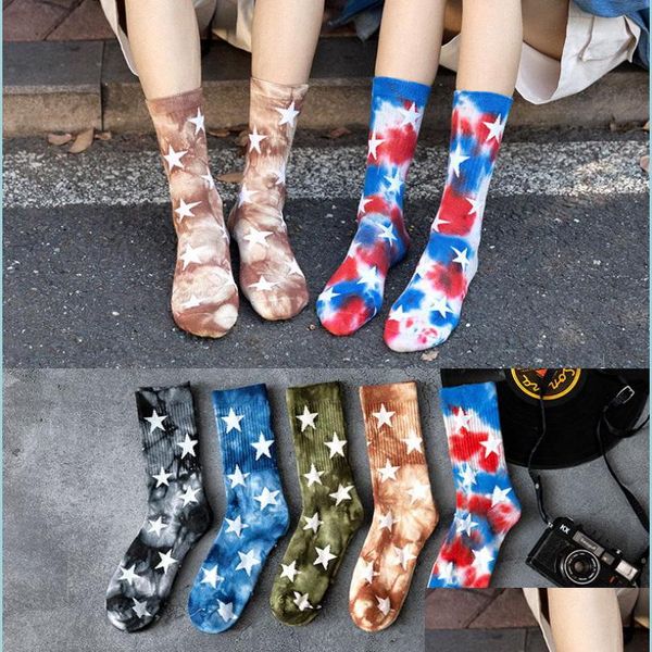 

shoe parts accessories socks harajuku tube fashion couples cotton colorf star tie-dye happy funny cute men and women hiphop skateboa dhtmz, White;pink