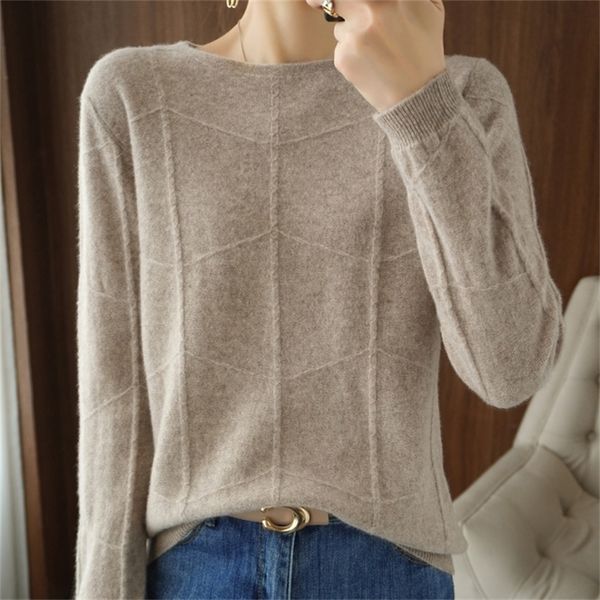 

women s knits tees autumn winter european version long sleeve knitted pullover cashmere wool plaid pattern sweater casual slim bottom 220914, White