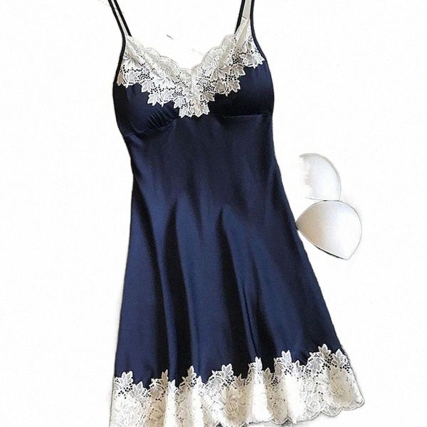 

casual dresses sleepwear sleeping dress ladies nightwear summer lace nightgowns padded nightdress pijamas 60pr#, Black;gray