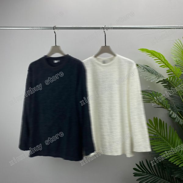 

xinxinbuy men designer tees shirts paris towel fabric emboss letter long sleeve cotton women green black white m-2xl, Black;brown