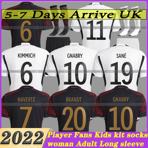 

2022 germanys soccer jerseys player fans versoin hummels kroos werner muller boys set football shirt t gotze sanea khedira reus german long, Black;yellow