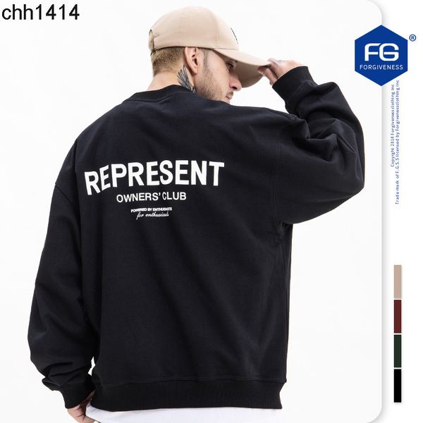 

2021 autumn and winter new fashion brand washed thin letter printing loose round neck sweater for men, Black