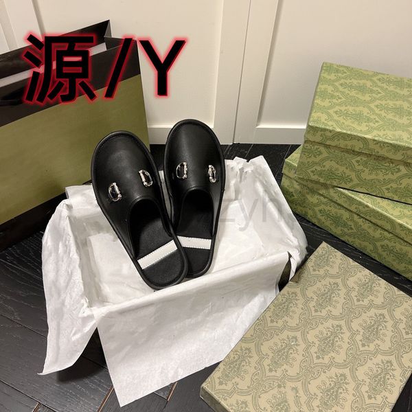 

dress shoes designer family g baotou half slippers women's 2022 autumn versatile horse hook lefu sandal wear flat outward, Black