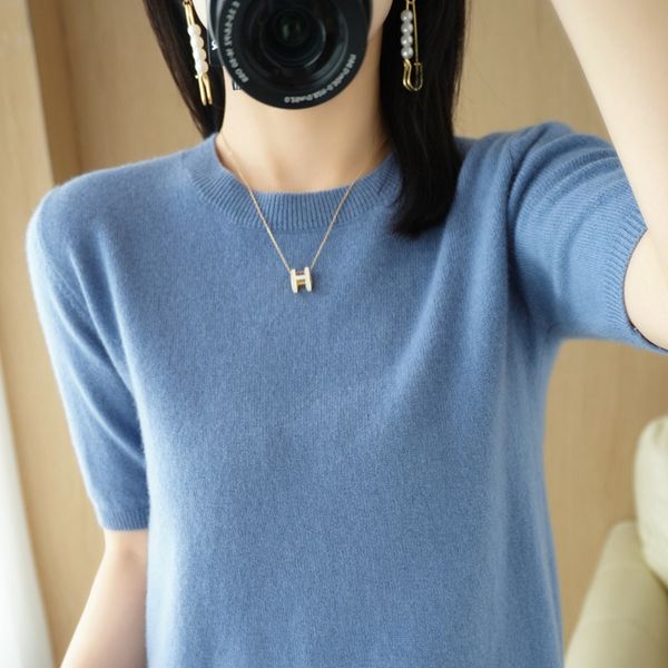 

women's sweaters spring women's o-neck short-sleeved exquisite cashmere sweater pullover 220914, White;black