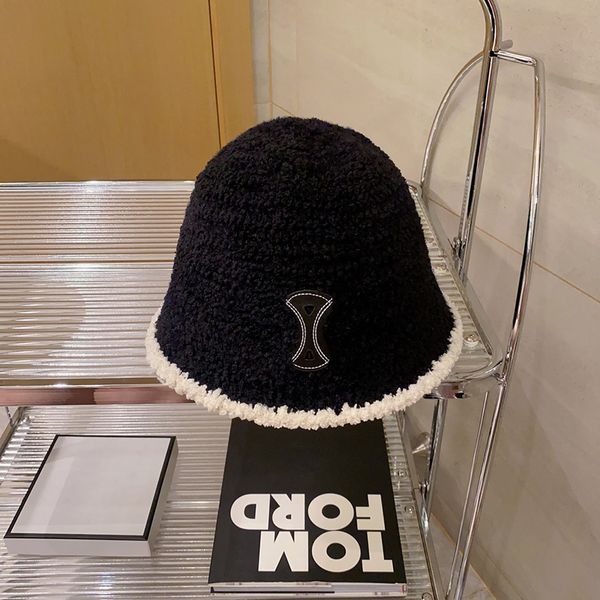 

winter wool bucket hats fashion embroidery fisherman hat ladies warm windproof caps luxury round visor, Blue;gray