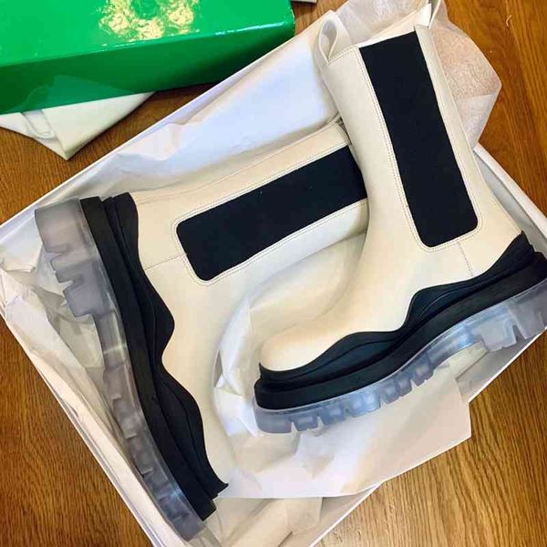 

casual shoes b family boots 2022 new transparent bottom chelsea boots thick bottom middle british style chimney boots, Black