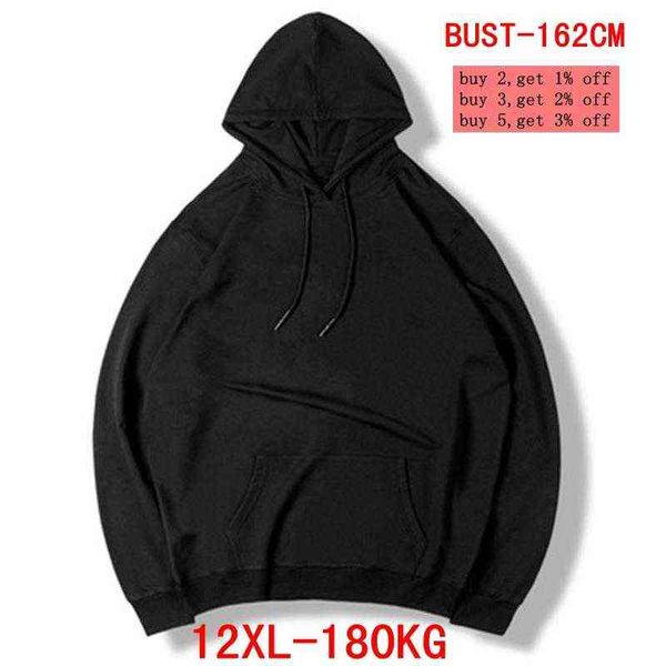 

men's hoodies sweatshirts spring and autumn men's large hoodie 12xl 180kg sweatshirt plus size 9xl 10xl 11xl long sleeve loose poc, Black