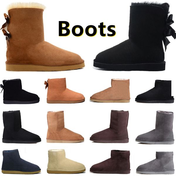 

women snow boots triple black chestnut purple pink navy grey fashion classic knee ankle short boot woman ladies keep warm designer booties s