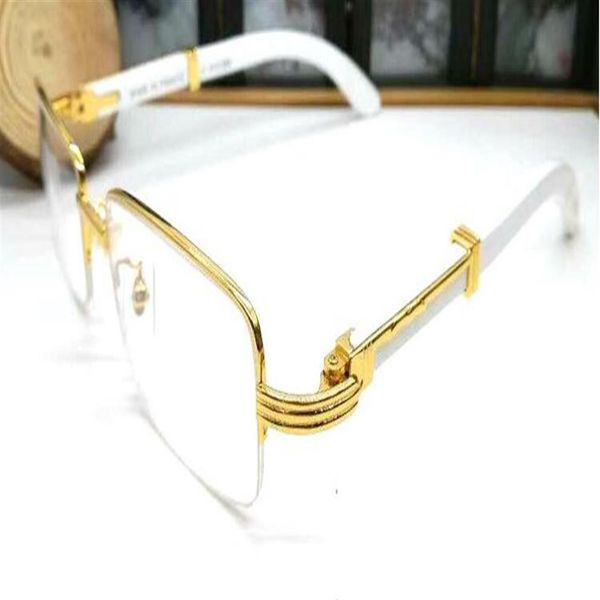 

selling fashion mens rimless wooden bamboo legs buffalo horn natural sunglasses occhiali lunettes de soleil de marque lunettes312n, White;black