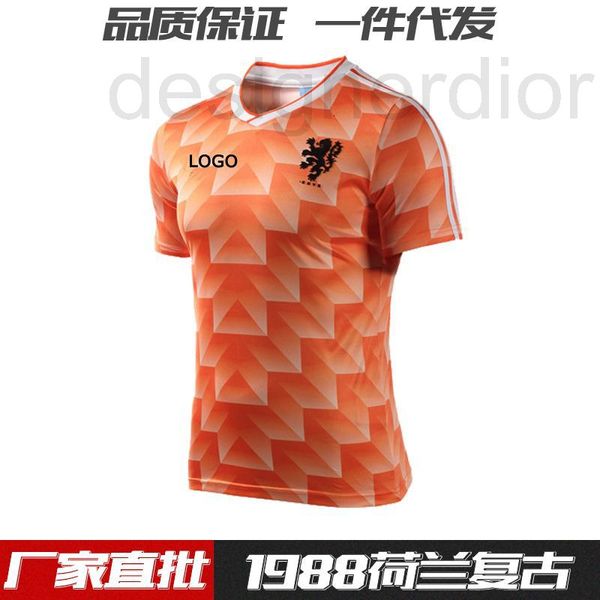 

soccer jerseys designer 1988 netherlands national team short sleeve shirt soccer uniform bergkamp van basten lsid, Black;yellow