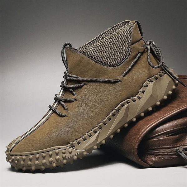 

boots men winter with fur warm handmade ankle work snow shoes split leather 220913, Black