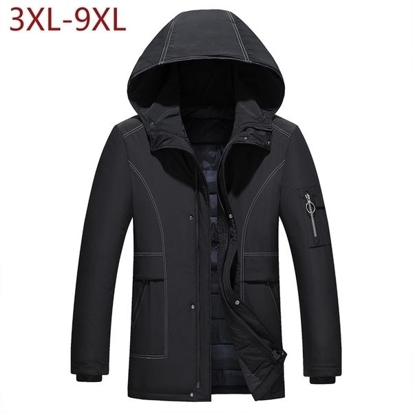 

mens down parkas fashion winter jackets men brand plus large size 9xl clothing parka men thick warm long coats men hooded jacket 220914, Black
