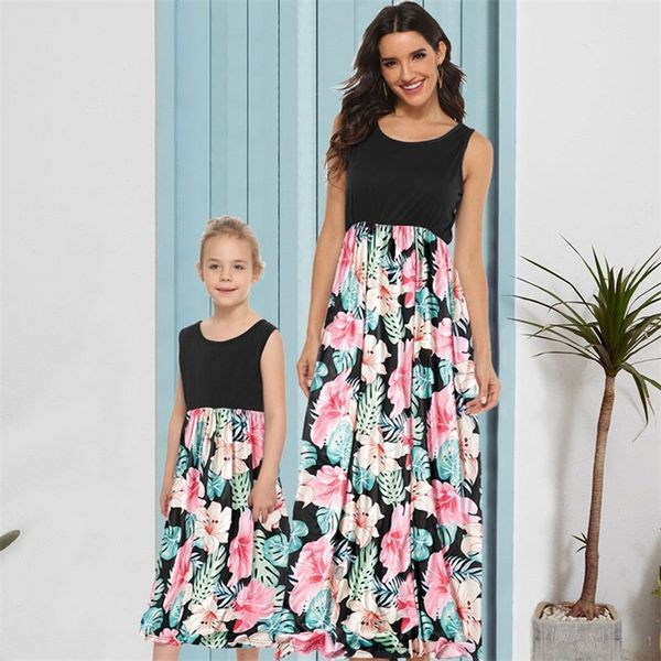 

family matching outfits fashion floral matching family outfits mommy and me dresses summer family matching clothes cotton sleeveless girl dr, Blue