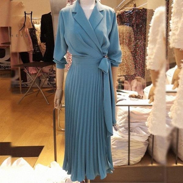 

casual dresses heydress 2021 autumn elegant women dress office lady chiffon high street pleated solid sashes robe korean style vestidos z8t2, Black;gray