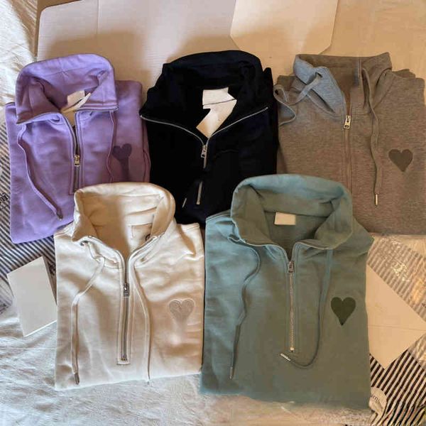 

brand men's hoodies a home sweatshirts women's zippered sweater stand collar casual for men and women, Black