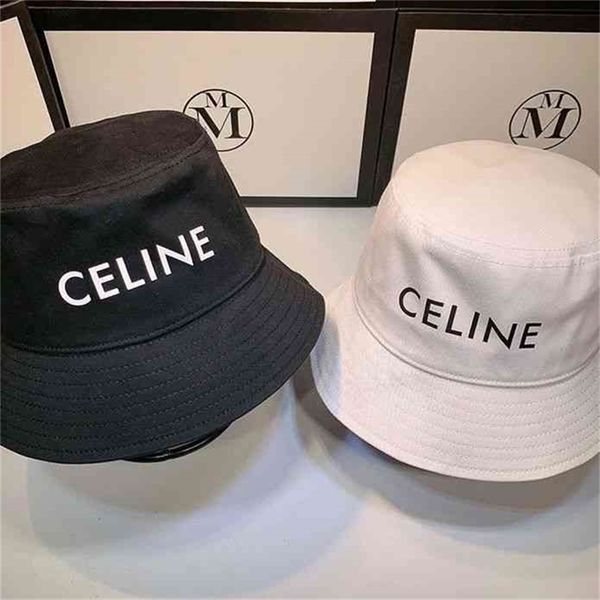 

caps designer ball high celins version sailin fisherman hat yang milisa same korean version tide brand letter sunscreen cover hat 7dst, Blue;gray