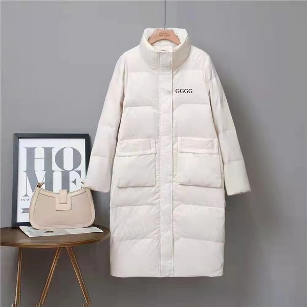 

lady 2023omen girl down jacket woman luxury designer brand white duck downs fox fur collar fluffy warm belted casual, Black