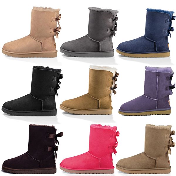 

2022 women ladies luxury designer boots winter warm snow ankle boot fur leather australians australias booties pink blue black brown platfor