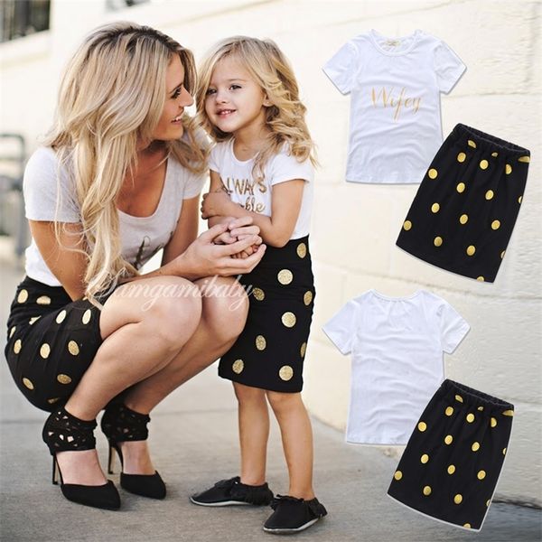 

family matching outfits mother daughter family matching outfits clothes dot parent-child dress baby girls sets mom fashion summer women kids, Blue