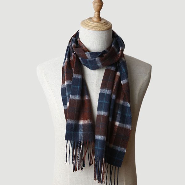 

scarves men s color cashmere scarf plaid men s woolen water ripple autumn and winter thickening warm 220913, Blue;gray