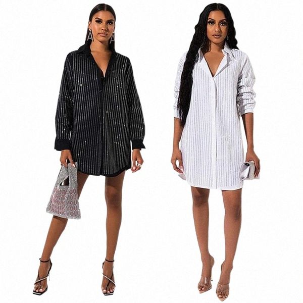 

casual dresses women's rhinestone striped shirt dress j2d0#, Black;gray