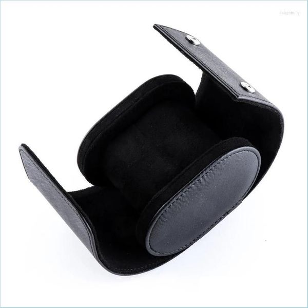 

watch boxes cases watch boxes 1 grid single box vintage pu leather slots flexible bracket holder mechinical quartz for bus watches2022 dhxd, Black;blue