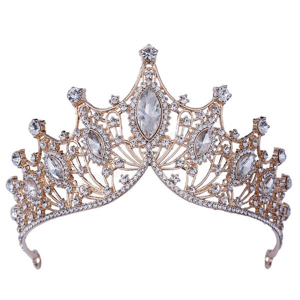 

vintage bronze gold color tiara purple crystal crown for women bride pageant prom diadem wedding hair accessories, Slivery;white