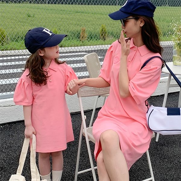 

family matching outfits mother daughter polo dresses summer loose midi dress family matching outfits women girls family clothes vestido madr, Blue