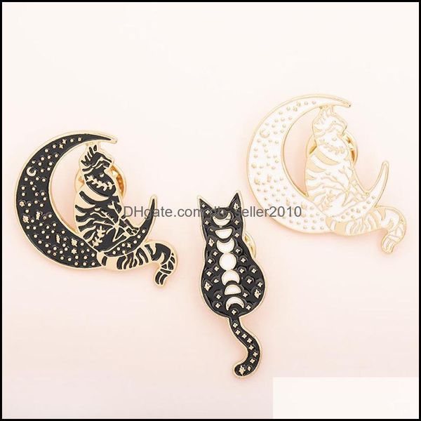 

pins brooches punk pin brooch kitty series versatile cowboy interest enamel lapel badge cat on the moon simplicity insignia lady hal dhvga, Gray