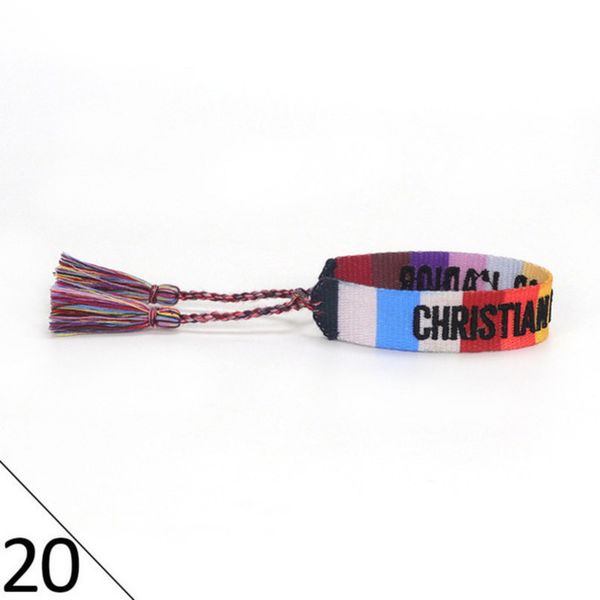 

fashion designers wovens friendship bracelet for luxury brand handmade braided bracelets with tassel print embroidery men bangle code 20-38, Golden;silver