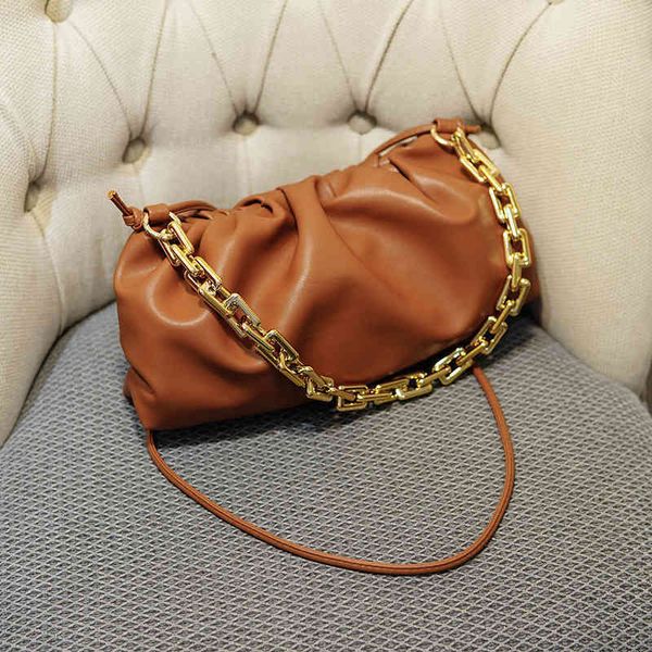 

bottegaa summer wholesale women's as spu leather women's single shoulder messenger armpit bag thick chain cloud woven crossbody wa