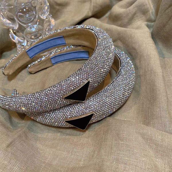 

glittering diamond headbands inverted triangle designer hair bands shiny rhinestone hairband high sense hair jewelry, Silver