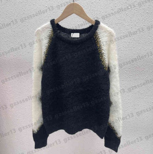 

saint designer women sweaters simple colorblock mohair fashion brand long sleeve blend pullover knit womens sweater 0912, White;black