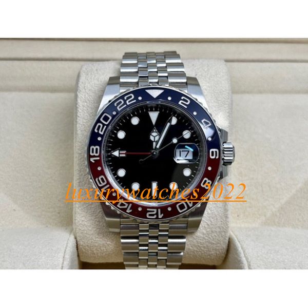 

super factory mens watch bp maker 126710 gold blue red bezel automatic movement mechanical stainless steel sapphire waterproof wristwatch, Slivery;brown