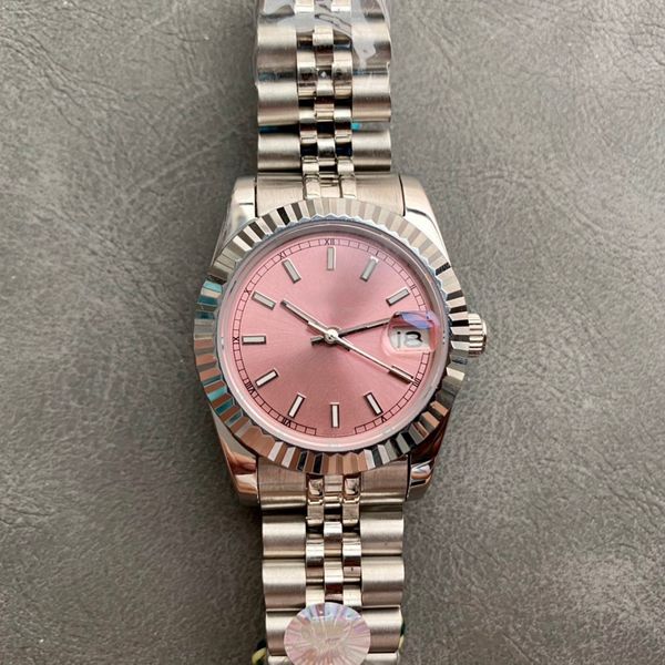 

women's watch pink dial 31mm scratch resistant sapphire stainless steel original buckle montre de luxe fully automatic mechanical movem, Slivery;brown
