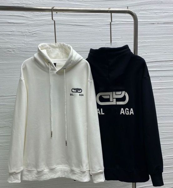 

222ss designer balanciagas hoodie autumn and winter new fashion brand paris cotton women's plush couple's sweater versatile loose, Black