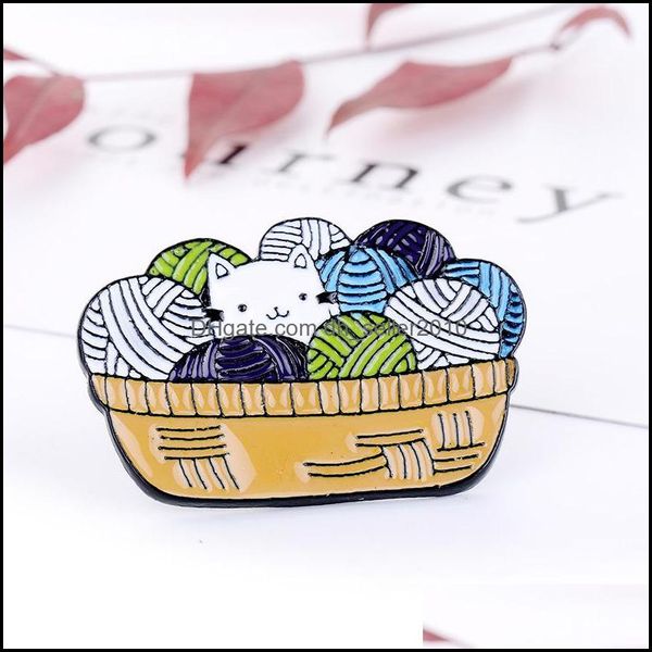 

pins brooches cat in the yarn basket knitting brooch pins enamel metal badges pin brooches jewelry 603 h1 drop delivery 2021 dhseller dhdtq, Gray