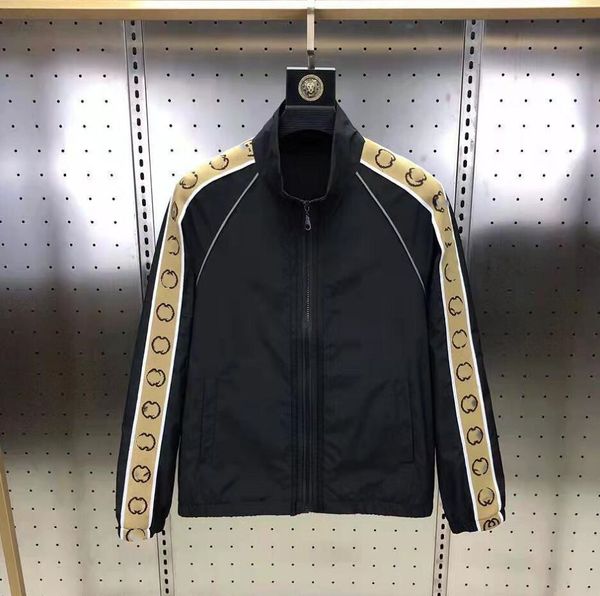 

men's jackets brand print casual zipper g windbreaker waterproof men street hooded thin coats 4xl, Black;brown