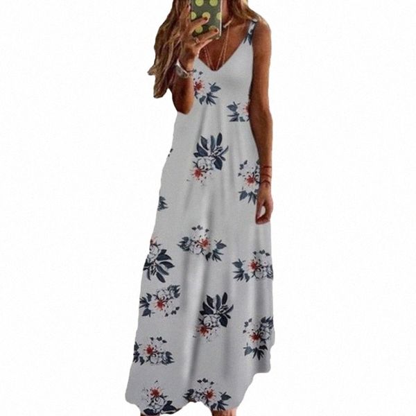 

casual dresses summer elegant beach long dress women print flowers polka-dot strap ladies halter boho vestidos fashion x5a4#, Black;gray