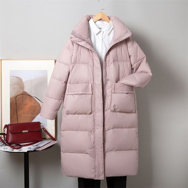

womens down parkas womens winter jacket clothes midlength oversize luxury bread down jackets for female loose casual white duck down coats 2, Black