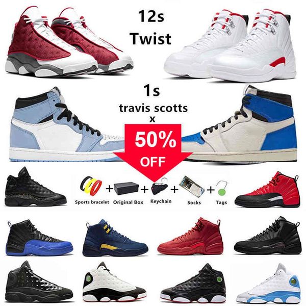 

jumpman 12s mens basketball shoes 1s university blue travis scotts x fragment military reverse flu game red flint 13 bred 13s men231h