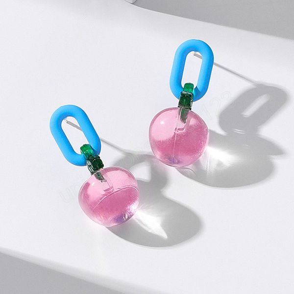 

simple fashion earrings acrylic round oval dangle earings women 2022 wholesale trendy jewelry, Silver