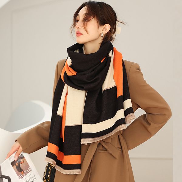 

scarves women s dual use air conditioning shawl cashmere long wrap blanket pashmina big student imitation winter 220914, Blue;gray